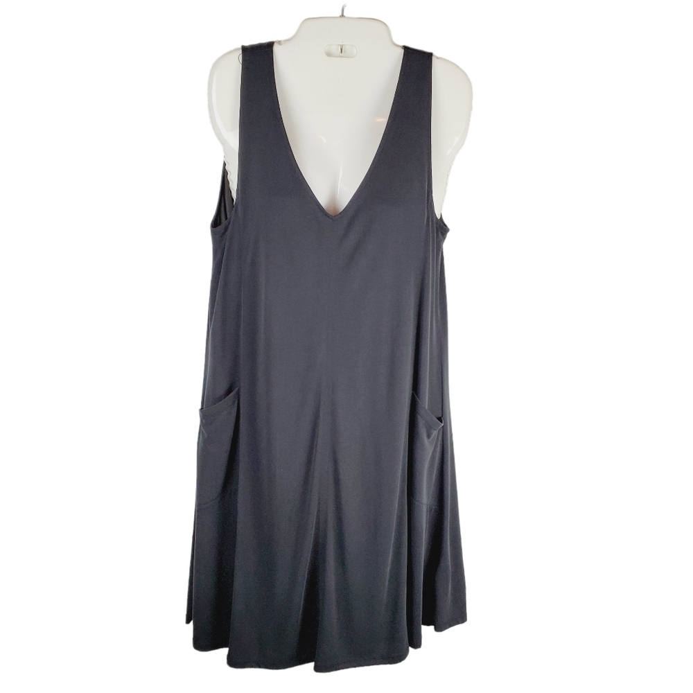 Spense Women Sleeveless Lounge Mini Casual Black Jersey Knit Dress